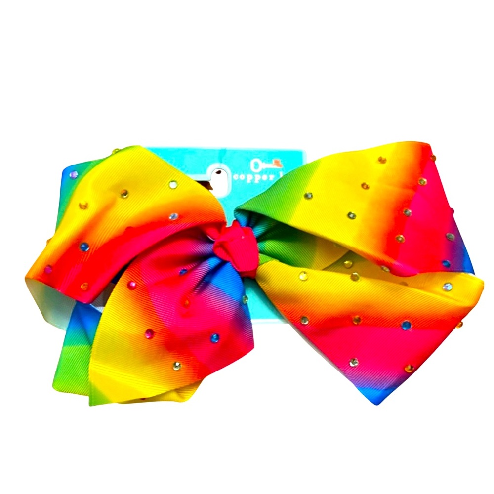🆕 Copper Key Girls Rainbow Hair Barrette Rainbow Bow